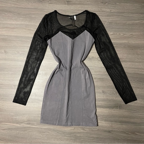 H&M grey mesh bodycon dress - Picture 1 of 4